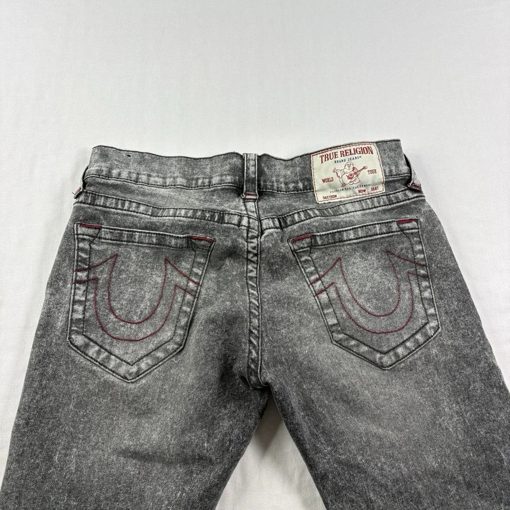 True Religion Jeans Mens 30x33 Gray Ricky Relaxed Straight Stretch Denim